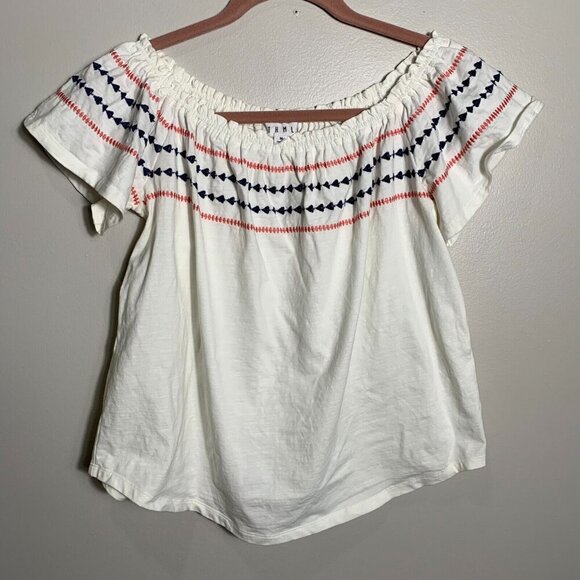 THML Tops - THML Mirah Off-Shoulder White Shirt Size Medium Embroidered Knit Top USA
